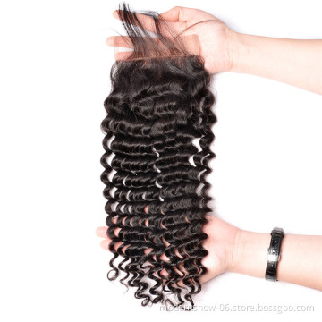 Best Quality Cheap Price HD Deep Wave Curly Lace Closure 4x4 5x5 6x6 free part middle part three part lace closure human hair